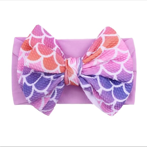 Nylon Purple and Pink Child Headband with Bow - Picture 1 of 4
